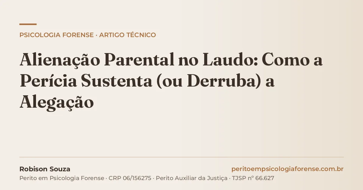 Alienação Parental no Laudo: Como a Perícia Sustenta (ou Derruba) a Alegação
