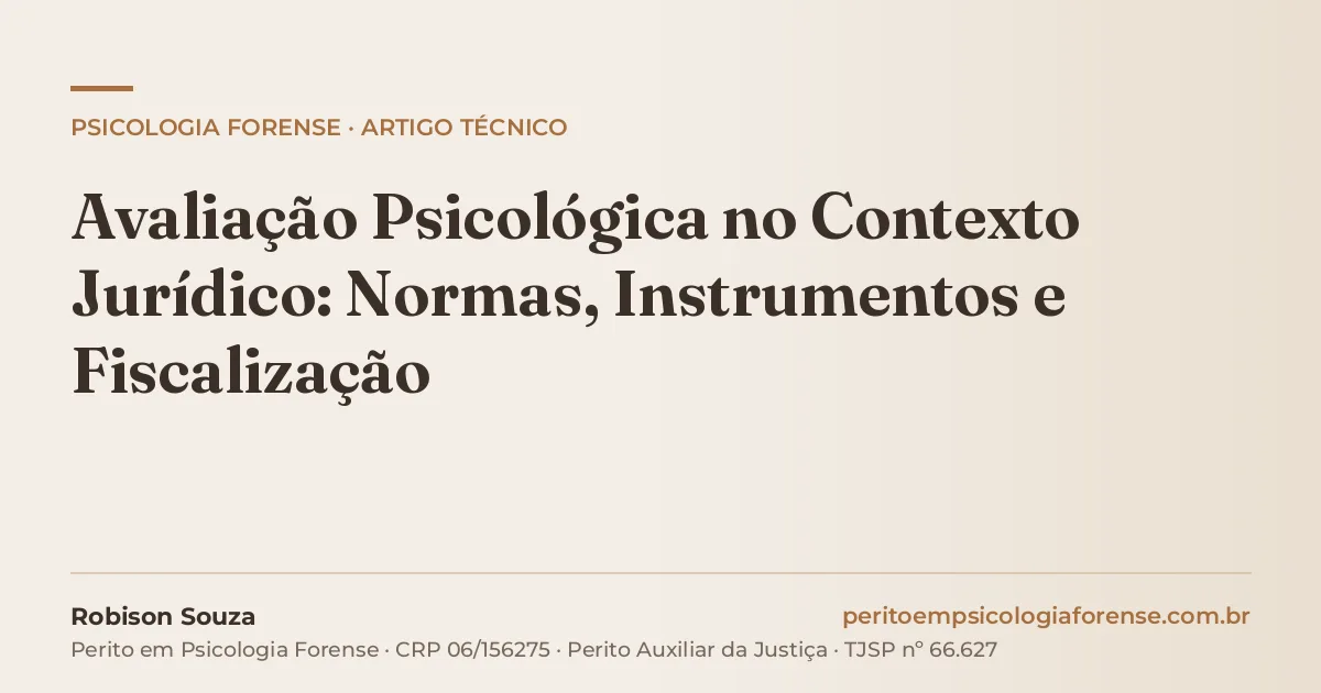 Avaliação Psicológica no Contexto Jurídico: Normas, Instrumentos e Fiscalização