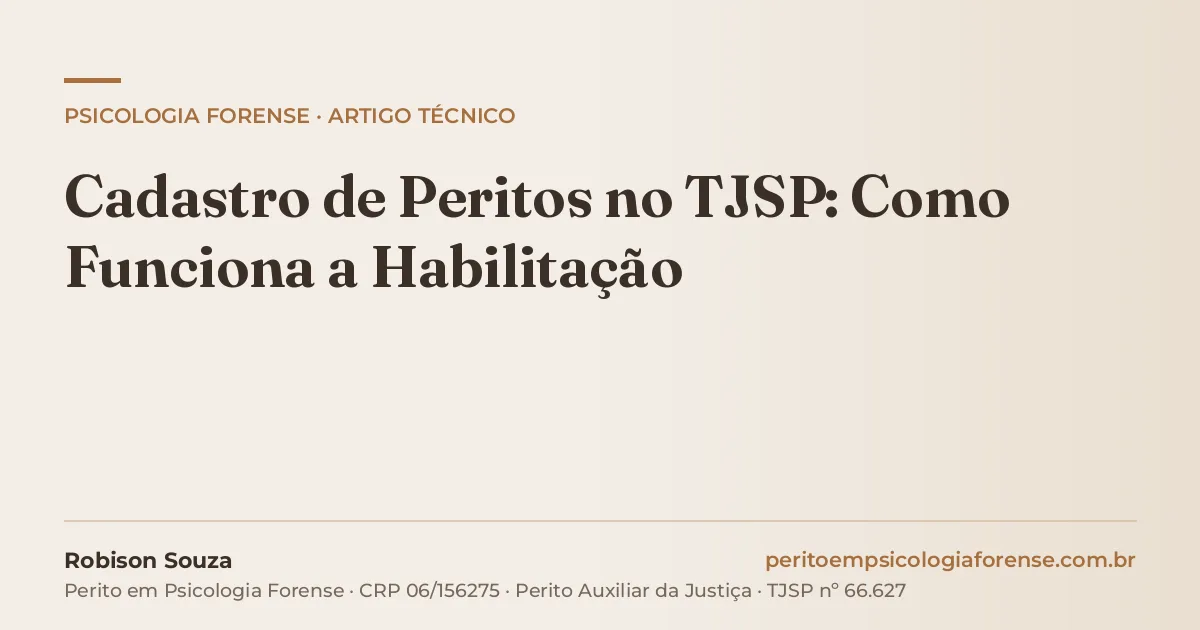 Cadastro de Peritos no TJSP: Como Funciona a Habilitação
