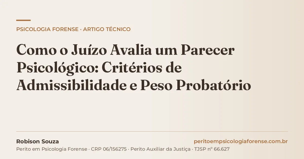 Como o Juízo Avalia um Parecer Psicológico: Critérios de Admissibilidade e Peso Probatório