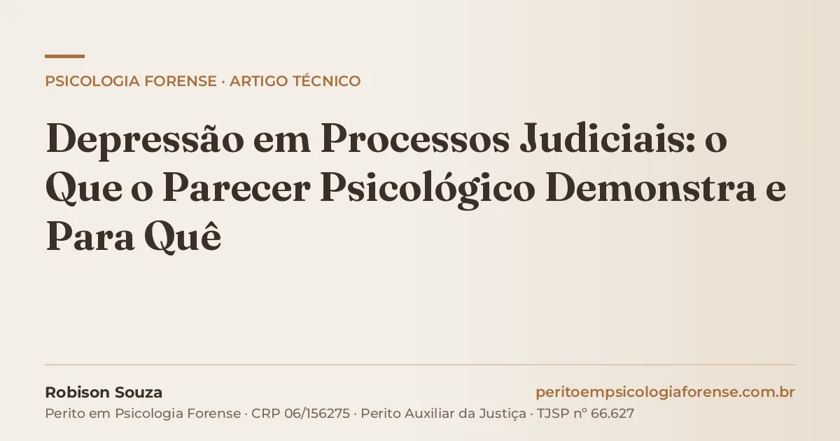 Depressão em Processos Judiciais: o Que o Parecer Psicológico Demonstra e Para Quê