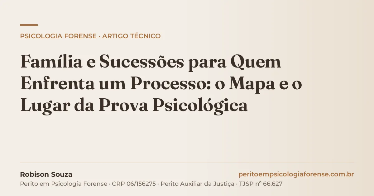 Família e Sucessões para Quem Enfrenta um Processo: o Mapa e o Lugar da Prova Psicológica