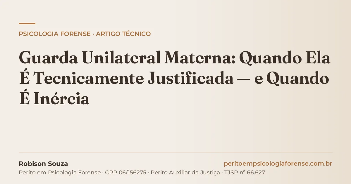 Guarda Unilateral Materna: Quando Ela É Tecnicamente Justificada — e Quando É Inércia