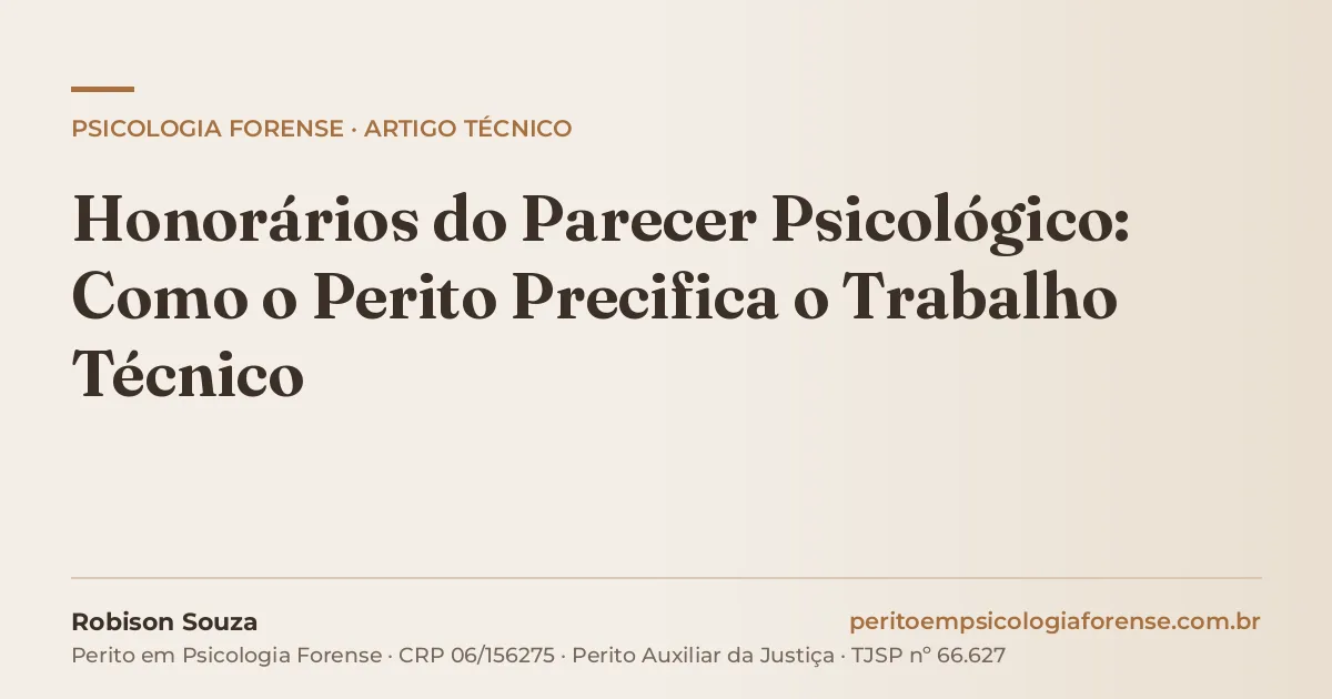 Honorários do Parecer Psicológico: Como o Perito Precifica o Trabalho Técnico
