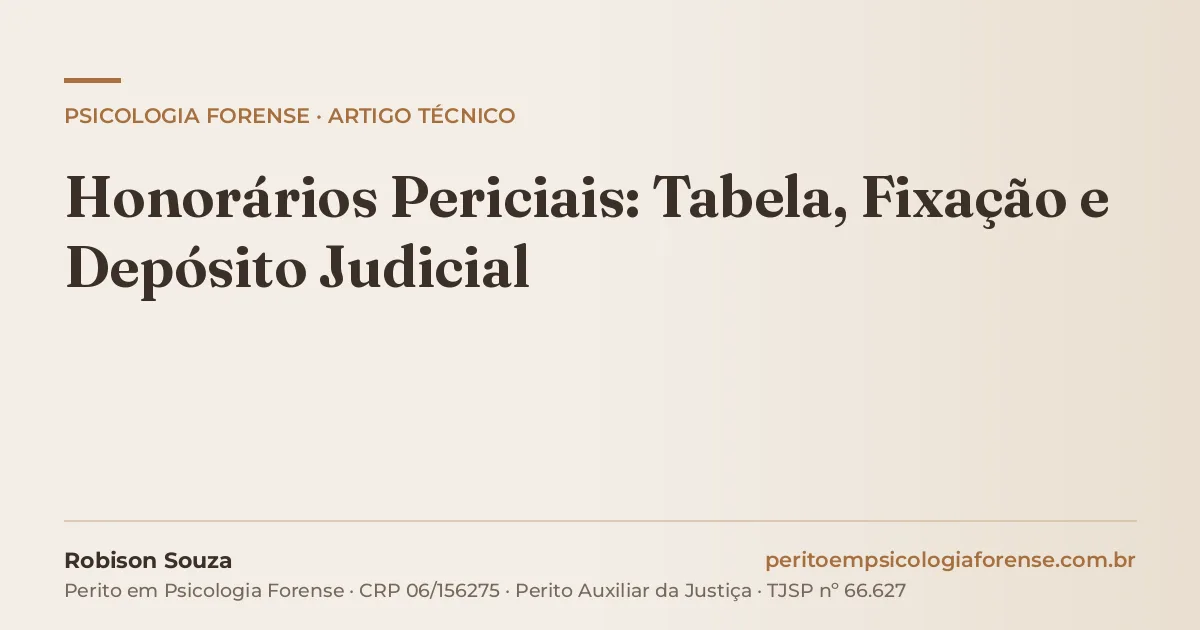 Honorários Periciais: Tabela, Fixação e Depósito Judicial
