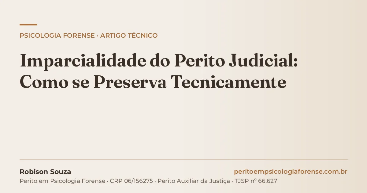 Imparcialidade do Perito Judicial: Como se Preserva Tecnicamente