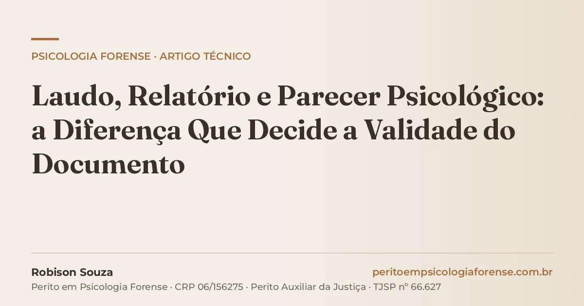 Laudo, Relatório e Parecer Psicológico: a Diferença Que Decide a Validade do Documento