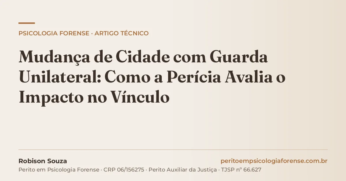 Mudança de Cidade com Guarda Unilateral: Como a Perícia Avalia o Impacto no Vínculo