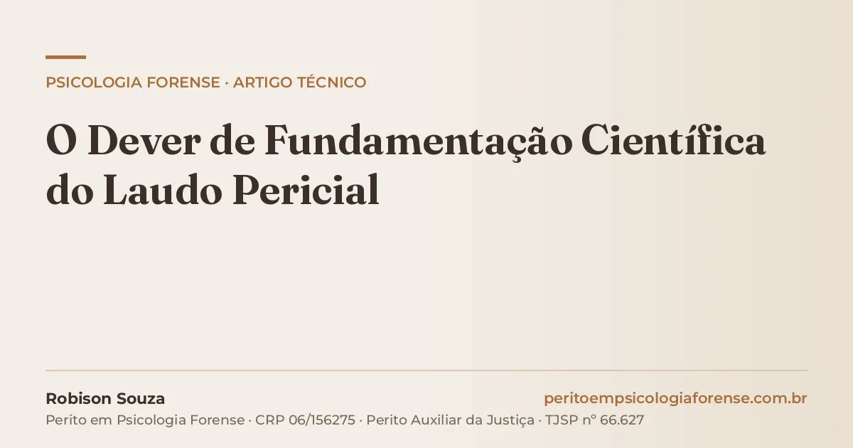 O Dever de Fundamentação Científica do Laudo Pericial