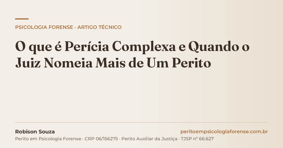 O que é Perícia Complexa e Quando o Juiz Nomeia Mais de Um Perito
