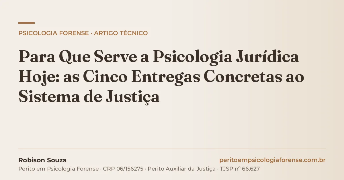 Para Que Serve a Psicologia Jurídica Hoje: as Cinco Entregas Concretas ao Sistema de Justiça