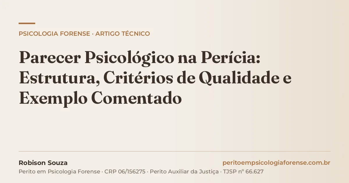 Parecer Psicológico na Perícia: Estrutura, Critérios de Qualidade e Exemplo Comentado