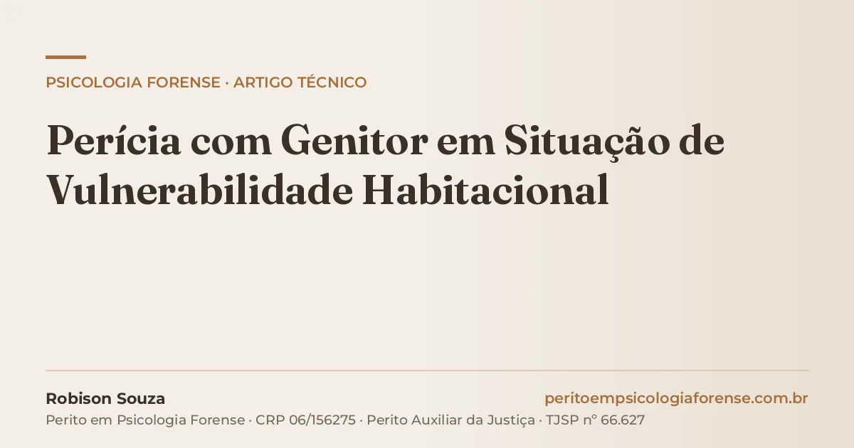 Perícia com Genitor em Situação de Vulnerabilidade Habitacional