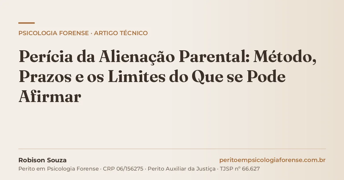 Perícia da Alienação Parental: Método, Prazos e os Limites do Que se Pode Afirmar