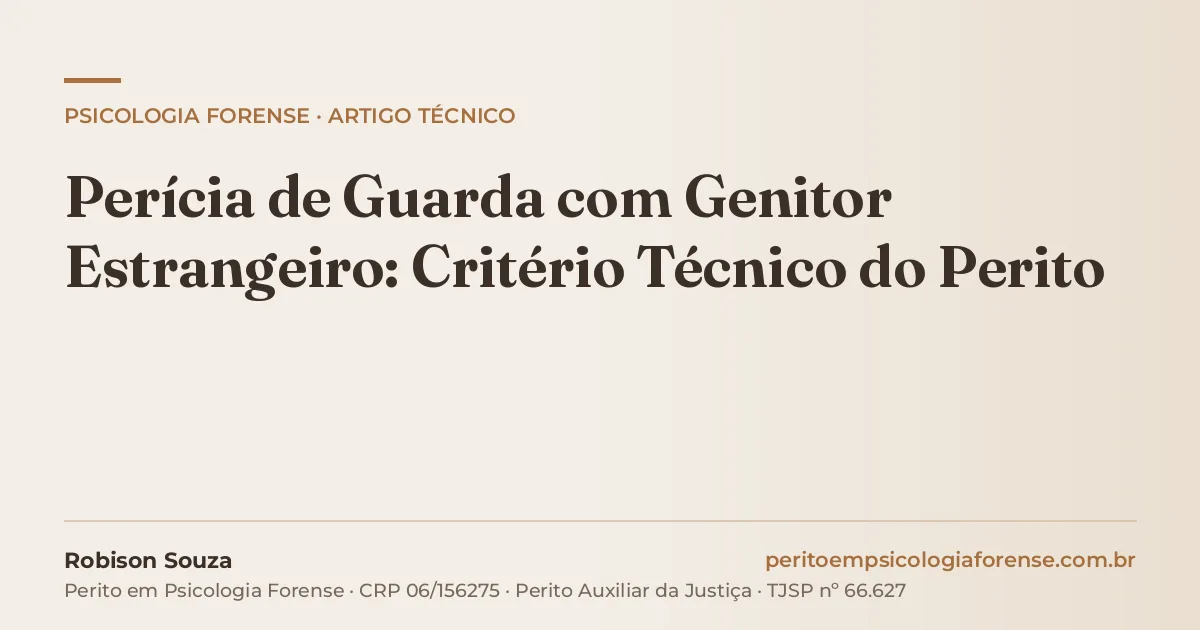 Perícia de Guarda com Genitor Estrangeiro: Critério Técnico do Perito