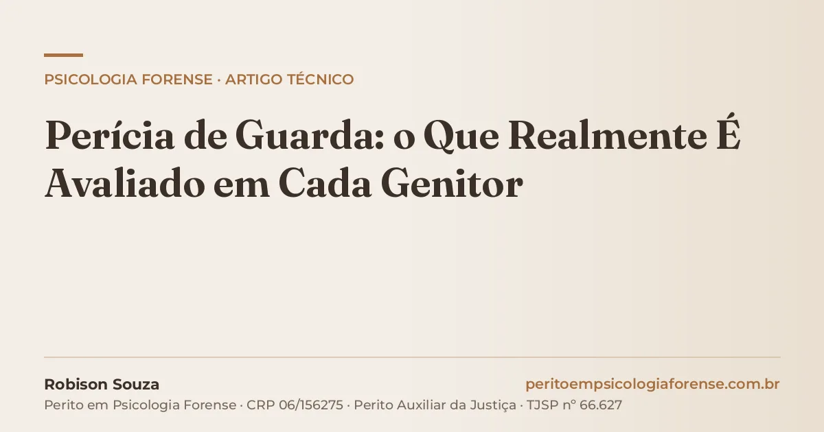 Perícia de Guarda: o Que Realmente É Avaliado em Cada Genitor