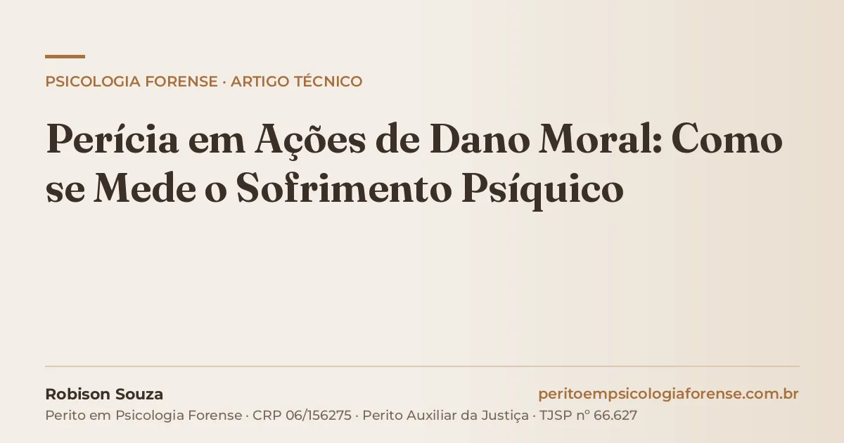Perícia em Ações de Dano Moral: Como se Mede o Sofrimento Psíquico