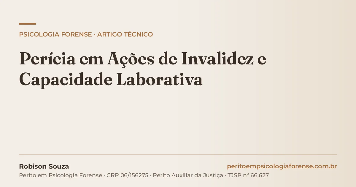 Perícia em Ações de Invalidez e Capacidade Laborativa