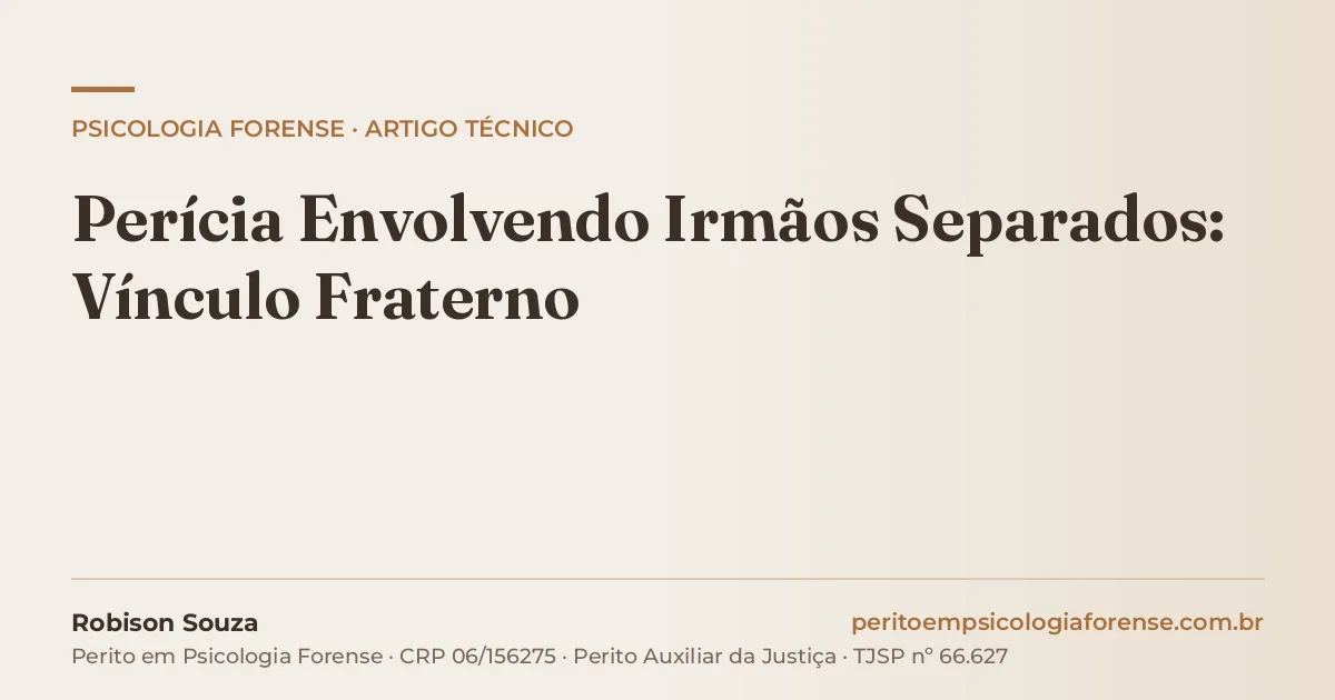 Perícia Envolvendo Irmãos Separados: Vínculo Fraterno