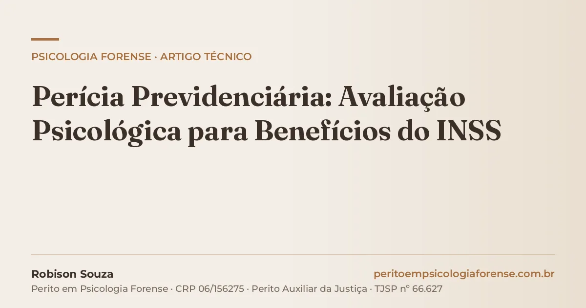 Perícia Previdenciária: Avaliação Psicológica para Benefícios do INSS