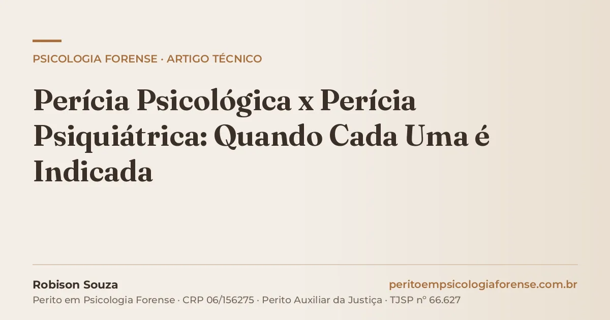 Perícia Psicológica x Perícia Psiquiátrica: Quando Cada Uma é Indicada