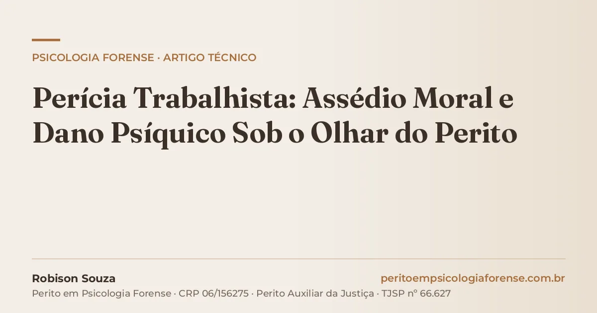 Perícia Trabalhista: Assédio Moral e Dano Psíquico Sob o Olhar do Perito