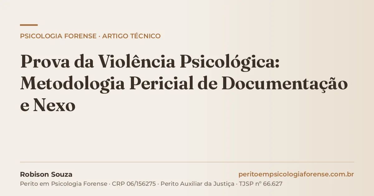 Prova da Violência Psicológica: Metodologia Pericial de Documentação e Nexo