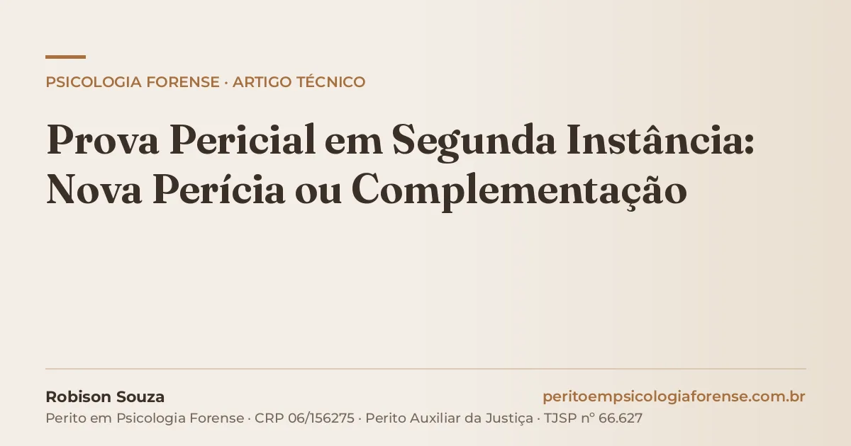 Prova Pericial em Segunda Instância: Nova Perícia ou Complementação