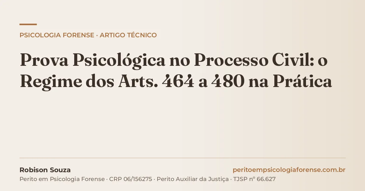 Prova Psicológica no Processo Civil: o Regime dos Arts. 464 a 480 na Prática