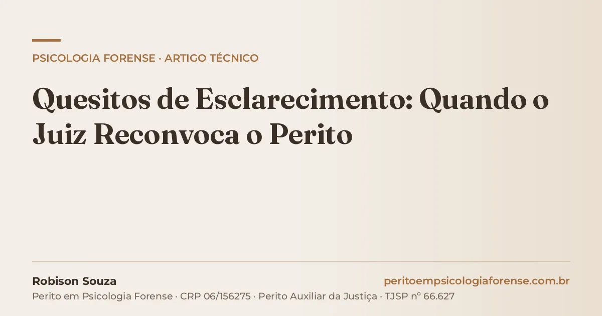 Quesitos de Esclarecimento: Quando o Juiz Reconvoca o Perito