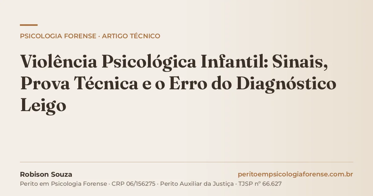Violência Psicológica Infantil: Sinais, Prova Técnica e o Erro do Diagnóstico Leigo
